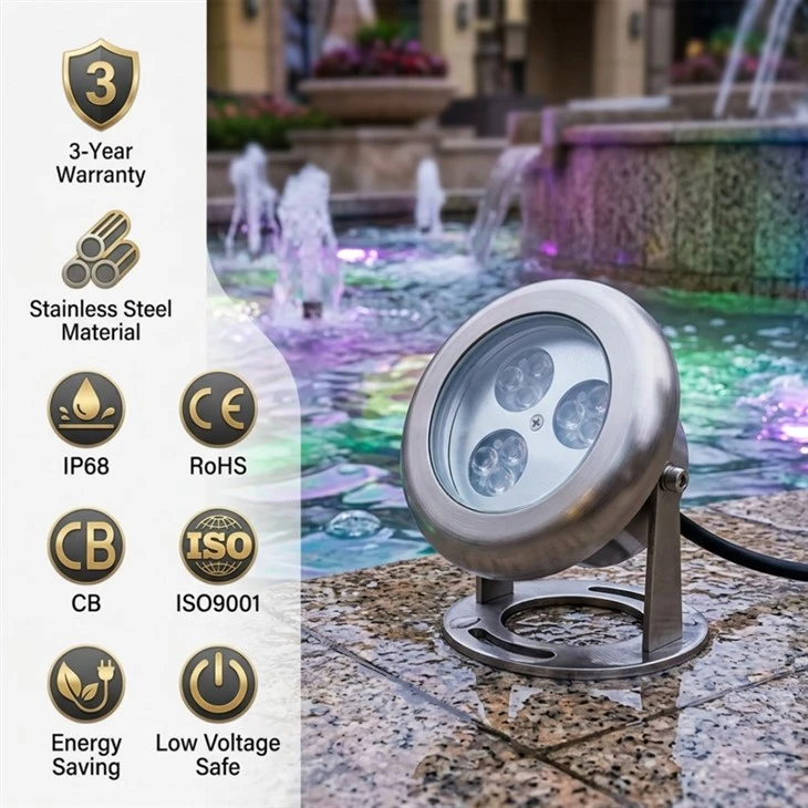 SS304 Stainless Steel Underwater Fountain Light | Rust-Resistant Pond LED SS304 Stainless Steel Underwater Fountain Light | Rust-Resistant Pond LED